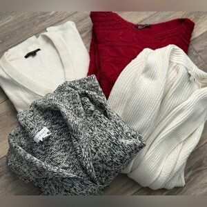 Sweater Bundle, Cable Knit, Gap Cardigan, Banana Republic V-neck L/XL